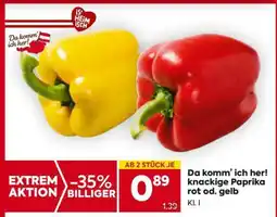 Billa Da komm’ ich her! knackige Paprika rot od. gelb Angebot