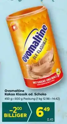 Billa Ovomaltine Kakao Klassik od. Schoko Angebot