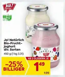Billa Ja! Natürlich Bio-Fruchtjoghurt div. Sorten Angebot