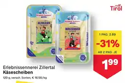 MPreis Erlebnissennerei Zillertal Käsescheiben Angebot