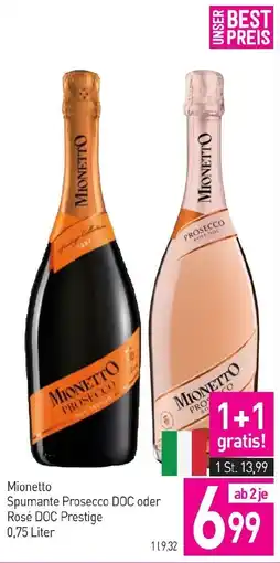 Sutterlüty Mionetto spumante prosecco doc oder Rosé DOC Prestige Angebot