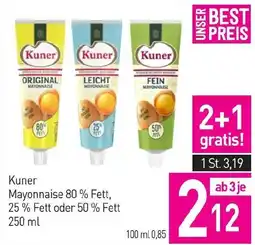Sutterlüty Kuner Mayonnaise 80% Fett 25% Fett oder 50 % Fett Angebot