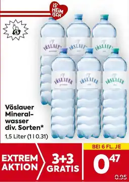 Billa Vöslauer Mineralwasser div. Sorten Angebot