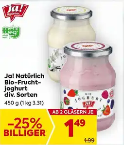 Billa Ja! Natürlich Bio-Frucht joghurt div. Sorten Angebot