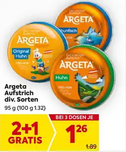 Billa Argeta Aufstrich div. Sorten Angebot