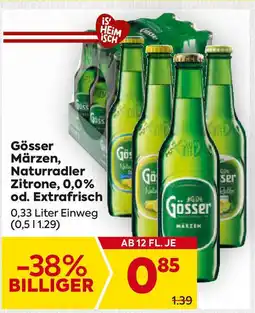 Billa Gösser Märzen, Naturradler Zitrone, 0,0% od. Extrafrisch Angebot