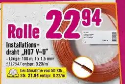 Hornbach Installations draht H07 draht „H07 V-U“ Angebot