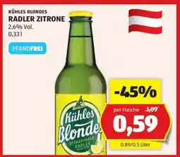 Hofer KÜHLES BLONDES RADLER ZITRONE Angebot