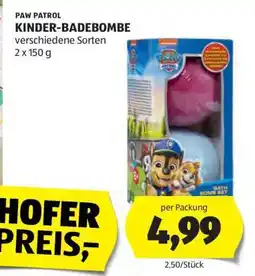 Hofer PAW PATROL KINDER-BADEBOMBE Angebot