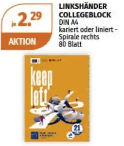 Müller Linkshänder collegeblock Angebot