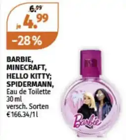 Müller Barbie, minecraft, hello kitty; spidermann Angebot