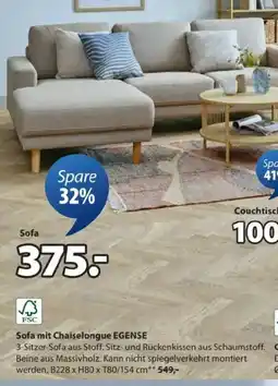 JYSK Sofa mit chaiselongue egense Angebot