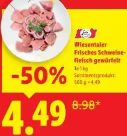 Lidl Wiesentaler Frisches Schweine- fleisch gewürfelt Angebot