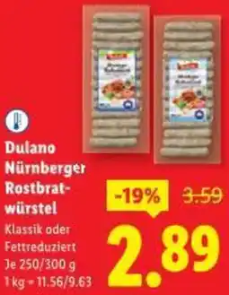 Lidl Dulano Nürnberger Rostbrat- würstel Angebot