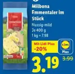 Lidl Milbona Emmentaler im Stück Angebot
