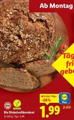 Lidl Bio Dinkelvollkornbrot Angebot