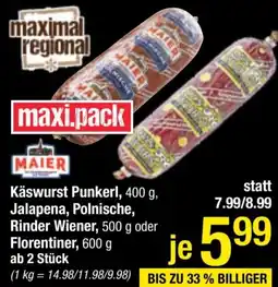 Maximarkt Käswurst Punkerl, Jalapena, Polnische, Rinder Wiener Angebot