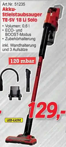 Zgonc Akku- Stielstaubsauger TE-SV 18 Li Solo Angebot