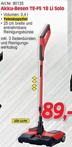 Zgonc Akku-Besen TE-FS 18 Li Solo Angebot