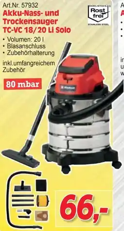 Zgonc Akku-Nass und Trockensauger TC-VC 18/20 Li Solo Angebot