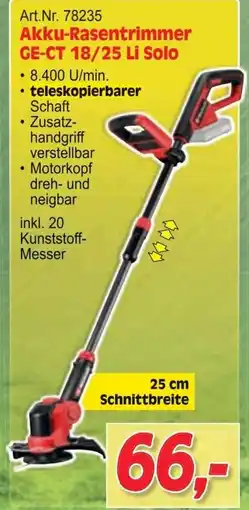 Zgonc Akku Rasentrimmer GE-CT 18/25 Li Solo Angebot