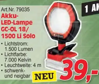 Zgonc Akku- LED-Lampe GC-OL 18/ 1500 Li Solo Angebot