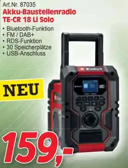 Zgonc Akku-Baustellenradio TE-CR 18 Li Solo Angebot