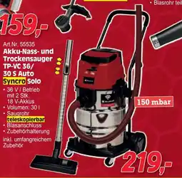 Zgonc Akku Nass und Trockensauger TP-VC 36/ 30 S Auto Angebot