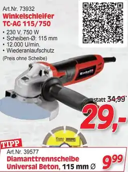 Zgonc Einhell Winkelschleifer TC-AG 115/750 Angebot