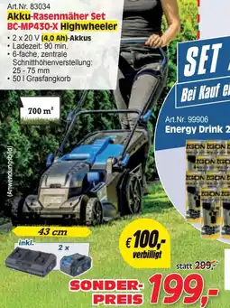 Zgonc scheppach Akku-Rasenmäher Set BC-MP430-X Highwheeler Angebot