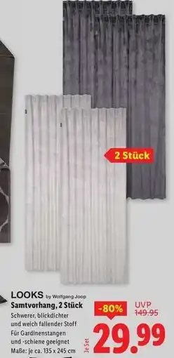 Lidl LOOKS by Wolfgang Joop Samtvorhang, 2 Stück Angebot