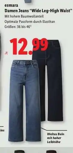 Lidl Damen Jeans “Wide Leg-High Waist” Angebot