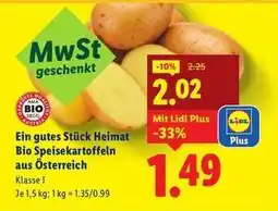 Lidl Ein gutes Stück Heimat Bio Speisekartoffeln aus Österreich Angebot