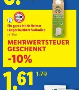 Lidl Ein gutes Stück Heimat Länger haltbare Vollmilch Angebot