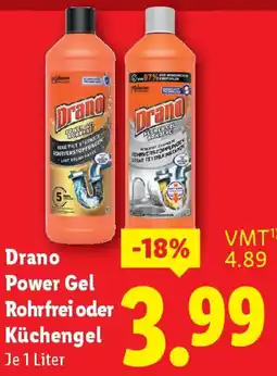 Lidl Drano Power Gel Rohrfrei oder Küchengel Angebot
