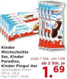Unimarkt Kinder Milchschnitte, Kinder Paradiso, Kinder Pingui Angebot