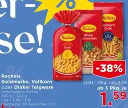 Unimarkt Recheis Goldmarke, Vollkorn oder Dinkel Teigware Angebot