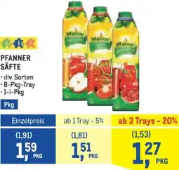 Metro Pfanner säfte Angebot
