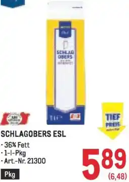Metro Schlagobers esl Angebot