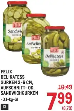 Metro Felix delikatess gurken aufschnitt-od. sandwichgurken Angebot