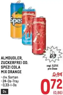Metro Almdudler, zuckerfrei od. spezi cola mix orange Angebot