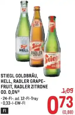 Metro Stiegl goldbräu, hell, radler grape- fruit, radler zitrone od. 0,0% Angebot