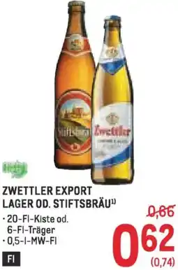 Metro Zwettler export lager od. stiftsbräu Angebot