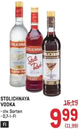 Metro Stolichnaya vodka Angebot