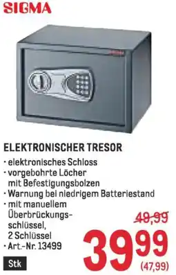 Metro Sigma elektronischer tresor Angebot