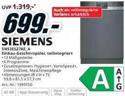 Media Markt SIEMENS Einbau-Geschirrspüler, teilintegriert Angebot