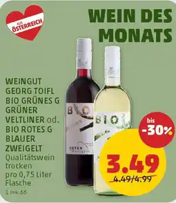 PENNY Weingut georg toifl bio grünes g grüner veltliner od. bio rotes g blauer zweigelt Angebot