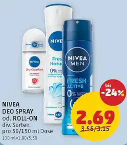 PENNY Nivea deo spray od. roll-on Angebot