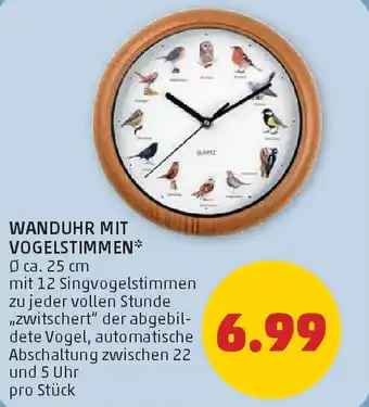 PENNY Wanduhr mit vogelstimmen Angebot