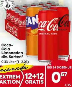 Billa Coca- Cola Limonaden div. Sorten Angebot